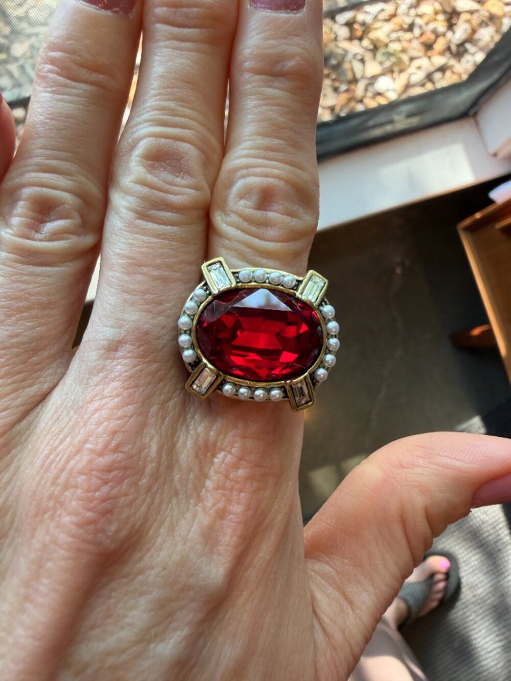 NEW Heidi Daus Bold and Beautiful Siam Ruby Red Statement Ring